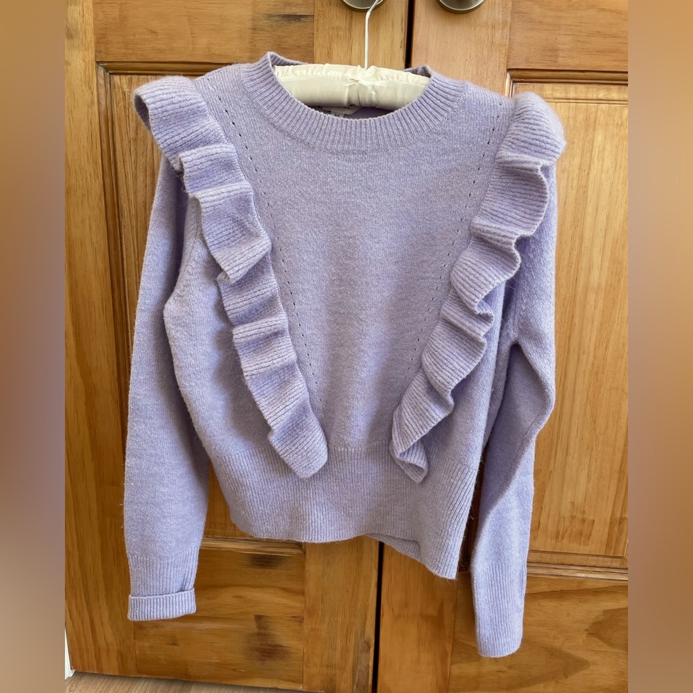 Miss Selfridge lavender ruffle sweater size 4